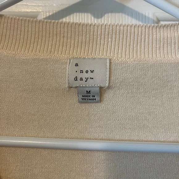 A New Day Cream V-Neck Sweater Soft Knit - Picture 2 of 3
